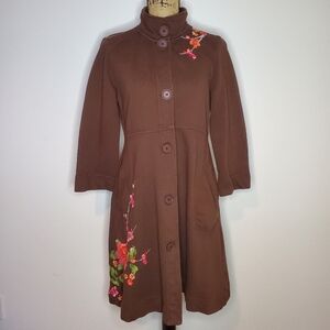Johnny Was Artesian Floral Embroidery Duster Coat Size M